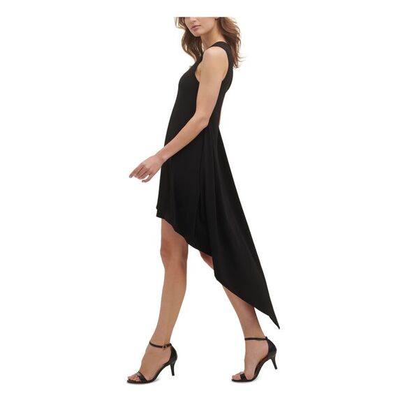 KENSIE DRESSES Womens Black Jersey Sleeveless Maxi Evening Hi-Lo Dress S - Picture 3 of 4
